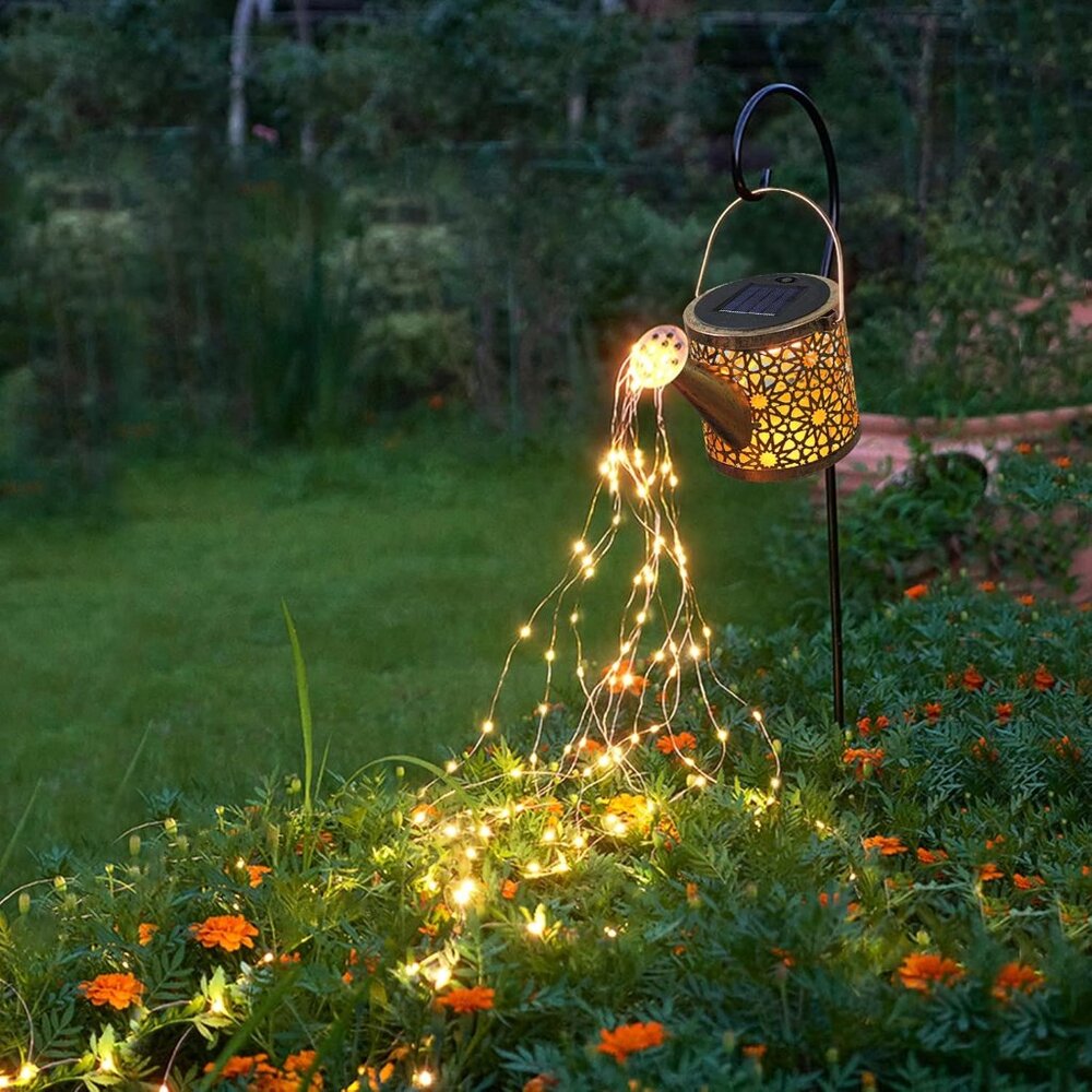 Solar Lights Outdoor Decorative, Metal Solar Watering Can Lights Waterproof, Sma